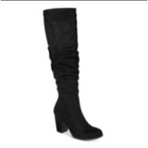 Material Girl Womens Black Cushioned Comfort Ruched Myah Round Toe Boots 10M